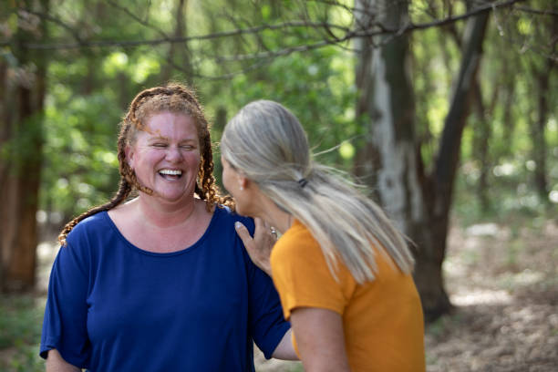 Portrait of two smiling and happy female friends outdoors -  Buenos Aires - Argentina